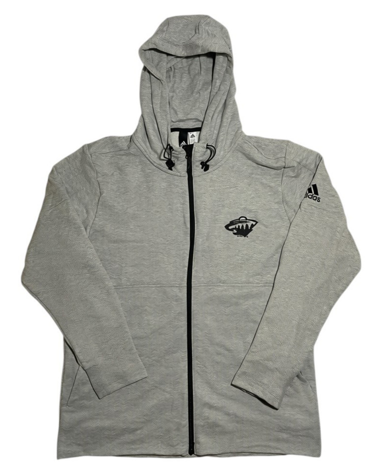 Adidas Minnesota Wild Full Zip Hoodie Jacket Men's Large Gray NHL Hockey NEW