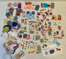 Premade Scrapbook, Photo Album, Junk Journal Cut Lot - Birthday Theme - Flowers