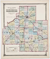 1875  ILLINOIS County Map SHELBY CHRISTIAN MACON MOULTRIE  (16X13) ORIGINAL