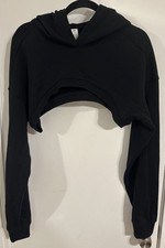 ALO YOGA Cropped Shrug It Off Women s Cropped Hoodie - Black size Medium