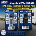 Maypole MP024 MP021 12V N Type 7 Pin Trailer Caravan Plug Aluminium Plastic - H