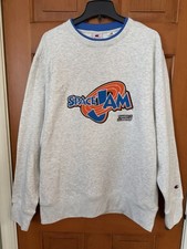 Men s Champion Gray Fleece Space Jam 30th Crewneck Sweatshirt Size Large NWT