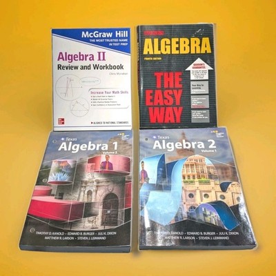 Lot of 4 Math Textbook Workbooks Books Algebra 1 & 2 McGraw HillTexas 