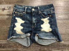 American Eagle Hi Rise Shortie Size 4 Denim Blue Jean Shorts