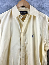 VTG Ralph Lauren Button Shirt 16 34/35 Bright Yellow Print Long Sleeve Pony
