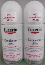 Eucerin Aluminum-Free Deodorant Roll-on 2-Pack 50ml 1.7oz Exp 04/2027