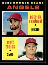 2020 Topps Heritage #152 Angels (Patrick Sandoval / Matt Thaiss) Rookie Card. rookie card picture