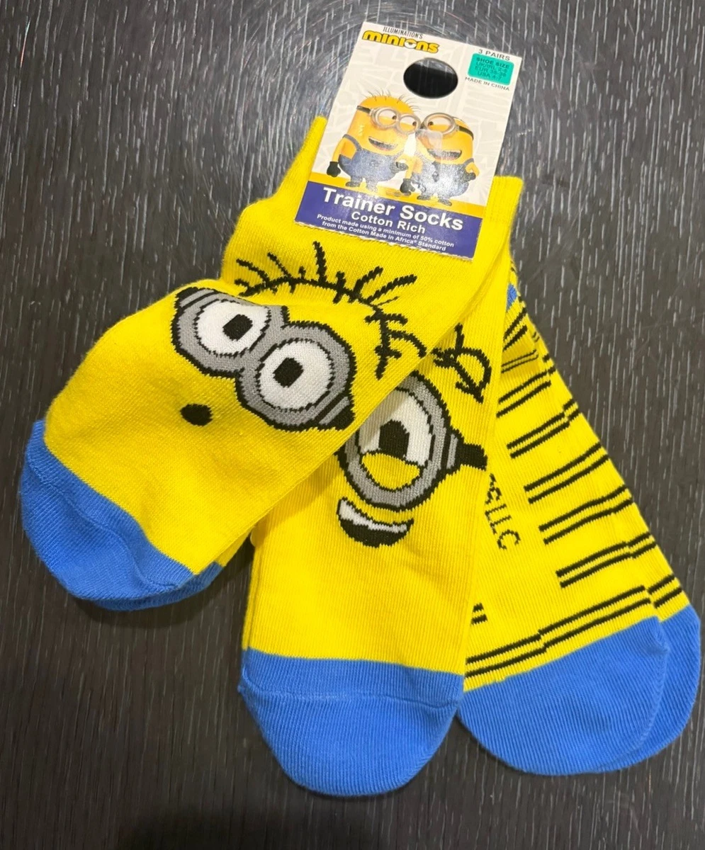 Conjunto Calcetines Primark Minions Stuart Bob Amarillo Azul Gafas Iluminación