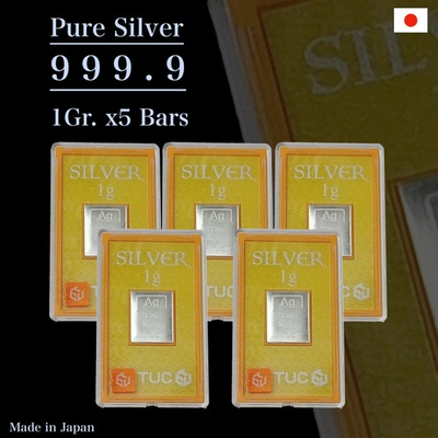 #ad 999.9 Pure Silver 1 Gram fractional bullion X 5 bars Genuine quality $55.00