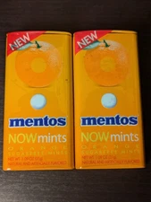 2 Tins Mentos NOW Mints Orange Flavor Sugarfree Mints Expired 2018 - Sealed New