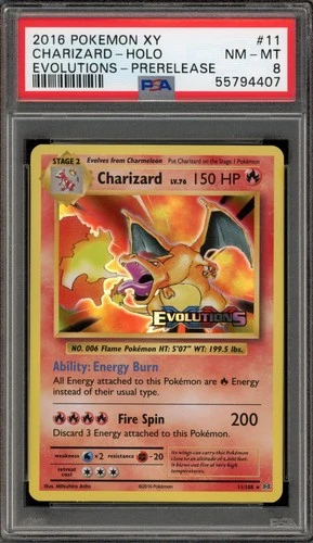 Pokemon Charizard XY Evolutions Prerelease Holo Rare Promo #11 PSA 8