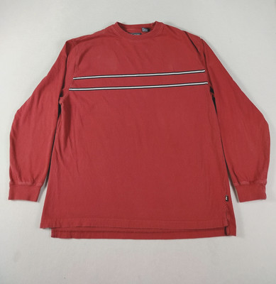 American Eagle Outfitters Shirt Mens XL Red Long Sleeve Striped Performance