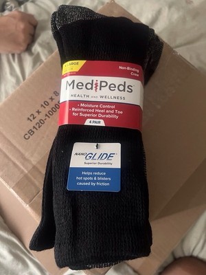 MedPeds NanoGLIDE Non-Binding Socks 4 Pair Black/White Moisture Control