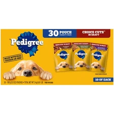 30 PackPedigree Choice Cuts In Gravy Adult Soft Wet Dog Food Variety Pack