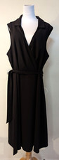 New Tiana B sz 24W Faux Wrap Maxi or Midi Dress black sleeveless tank 4893