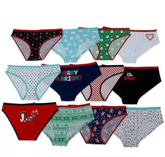 SO 12 Days of Undies 12 Pack Xl Christmas Panties/Underwear 6 Cheeky & 6  Bikini