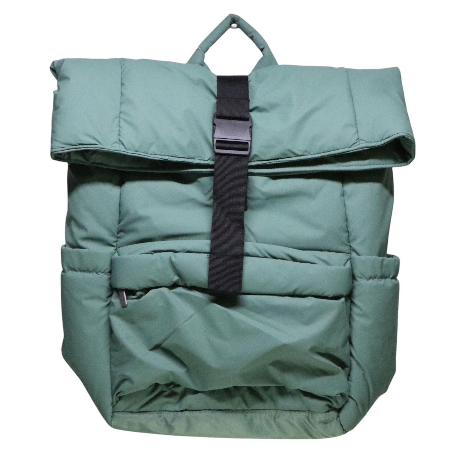 Open Story 16-Inch Green Puffer Backpack for Stylish Comfort and Durability