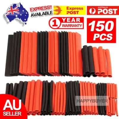 150 PCS Heat Shrink Heatshrink Wire Cable Tubing Tube Sleeving Sleeve Wrap Black - image 1 of 4