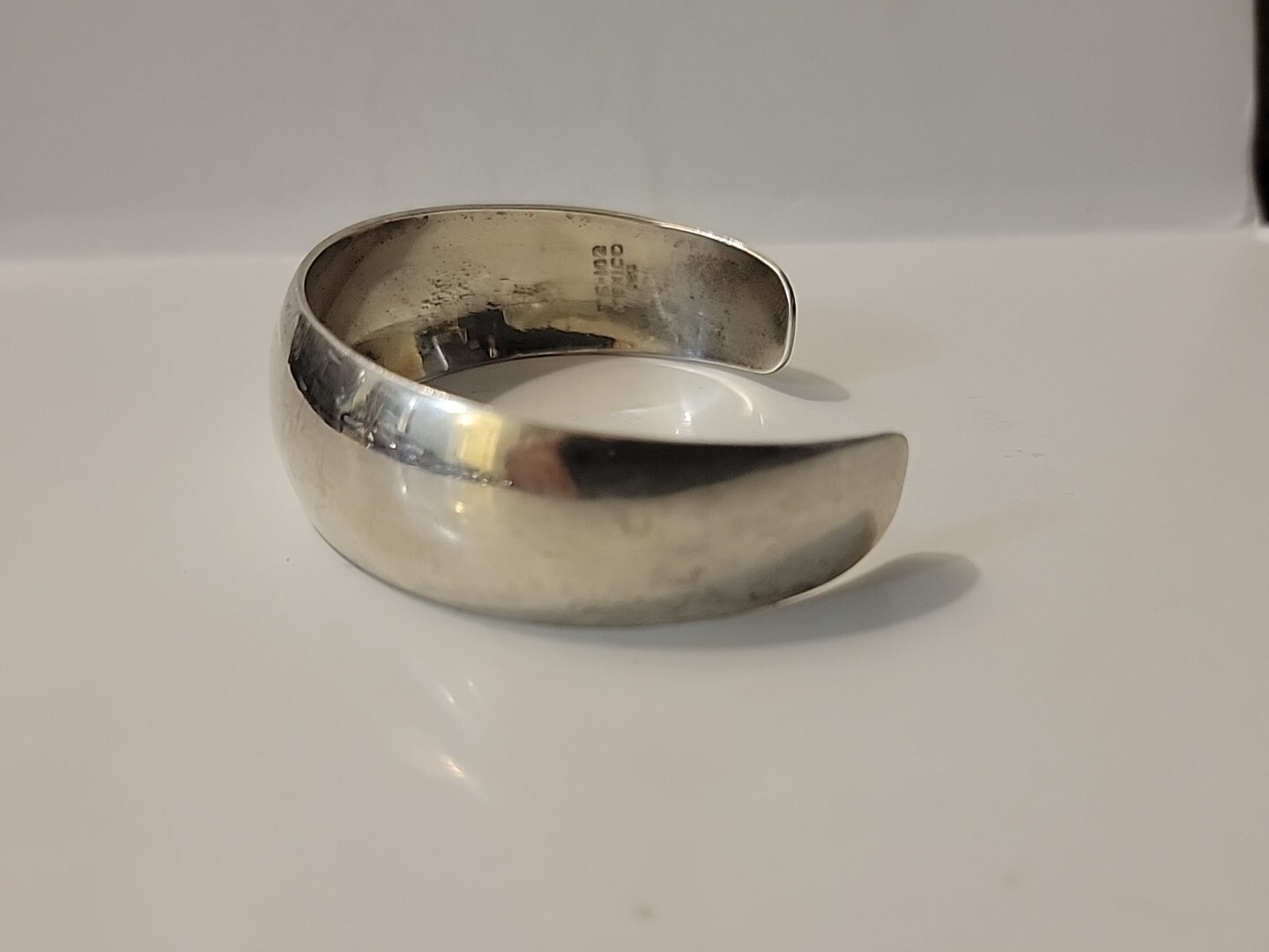 Sterling 925 Silver Solid Cuff Bracelet Signed TG… - image 2