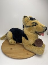 Dakin Soft Classics German Shepherd Plush 15  Laying Dog 1987 Vintage Black Tan