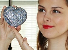 Kathrine Baumann QUILTED BLUE HEART swarovski...