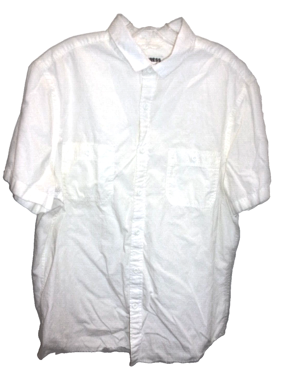 Express White Shirt Short Sleeve Button Down Slim Fit Soft Wash Pockets  XL/TG | eBay