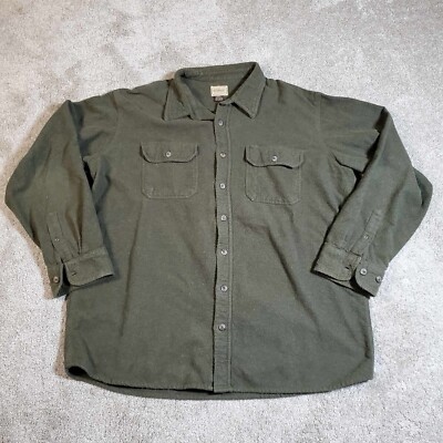Schmidt Workwear Shirt Long Sleeve 2XT Dark Green Button Down Pockets 100 Cotton