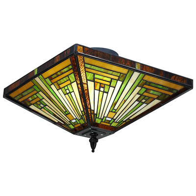 Retro Ceiling Light Tiffany Style Chandelier Fixture Decor Stained Glass Lamp