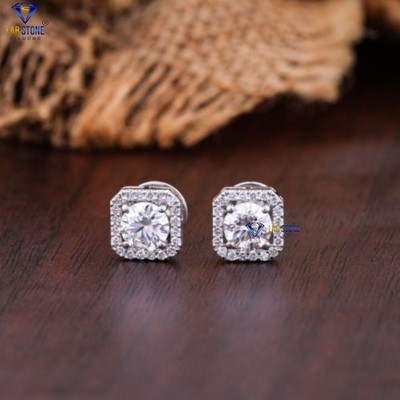 1.28 TCW  Round Cut Labgrown Diamond Earring 18k White Gold Labstone