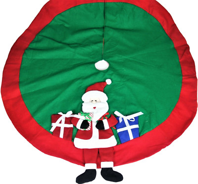 St Nicks Choice  Felt Christmas Tree Skirt Plush Santa Red Green