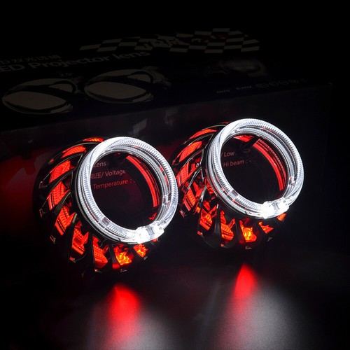 2.5'' Dual LED Angel Eyes H1 HID Bi xenon Projector Lens Car Headlight Retrofit - Picture 2 of 10