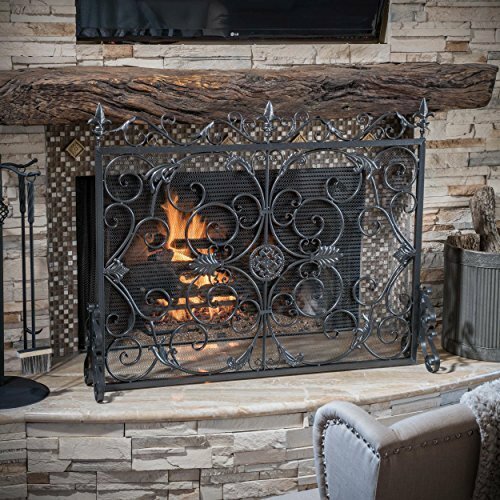 Iron Fireplace Screen Decor Metal Fire Black Folding Freestanding