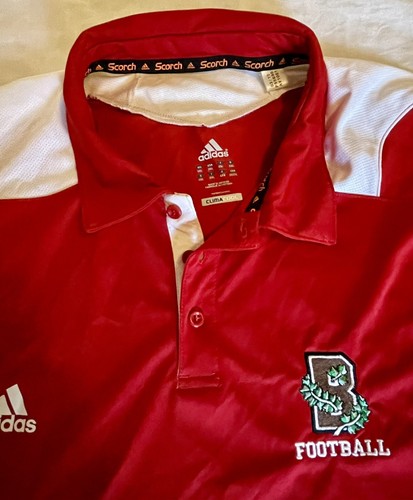 Men's Brown University Football Sideline Polo Adidas Clima Cool Wicking 2XL Red - Picture 8 of 13