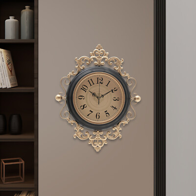 Vintage Metal Wall Clock, Decorative Retro Wall Clock Silent for Bedroom 16*19in