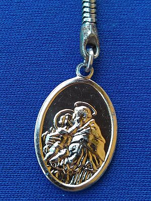 ORA PRO NOBIS, ST. ANTONI, Vintage Keychain Catholic, Made in Italy !