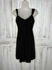 WOMENS BCBGMAXAZRIA BLACK GATHERED RUCHED SLEEVELESS MINI SWING STRETCHY DRESS 4