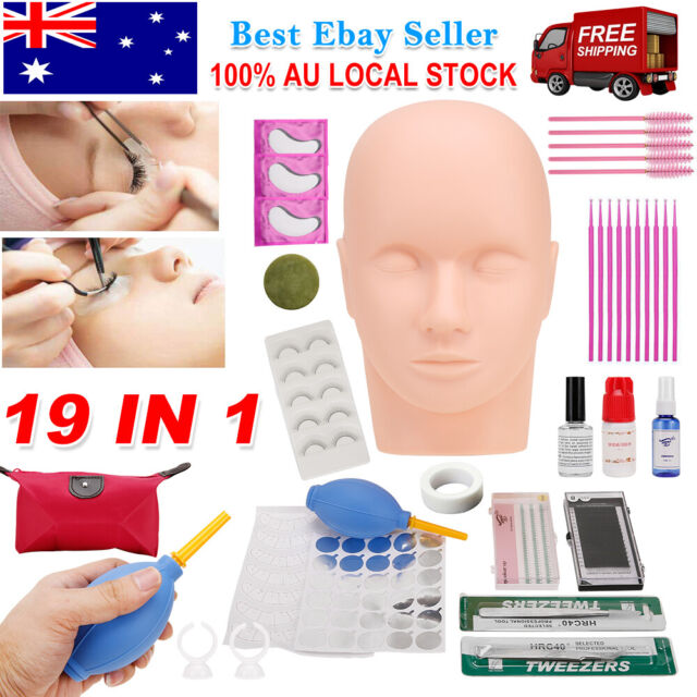 19PCS Mannequin Head Training Eye Makeup Lash Eyelash Extension Practice Tools