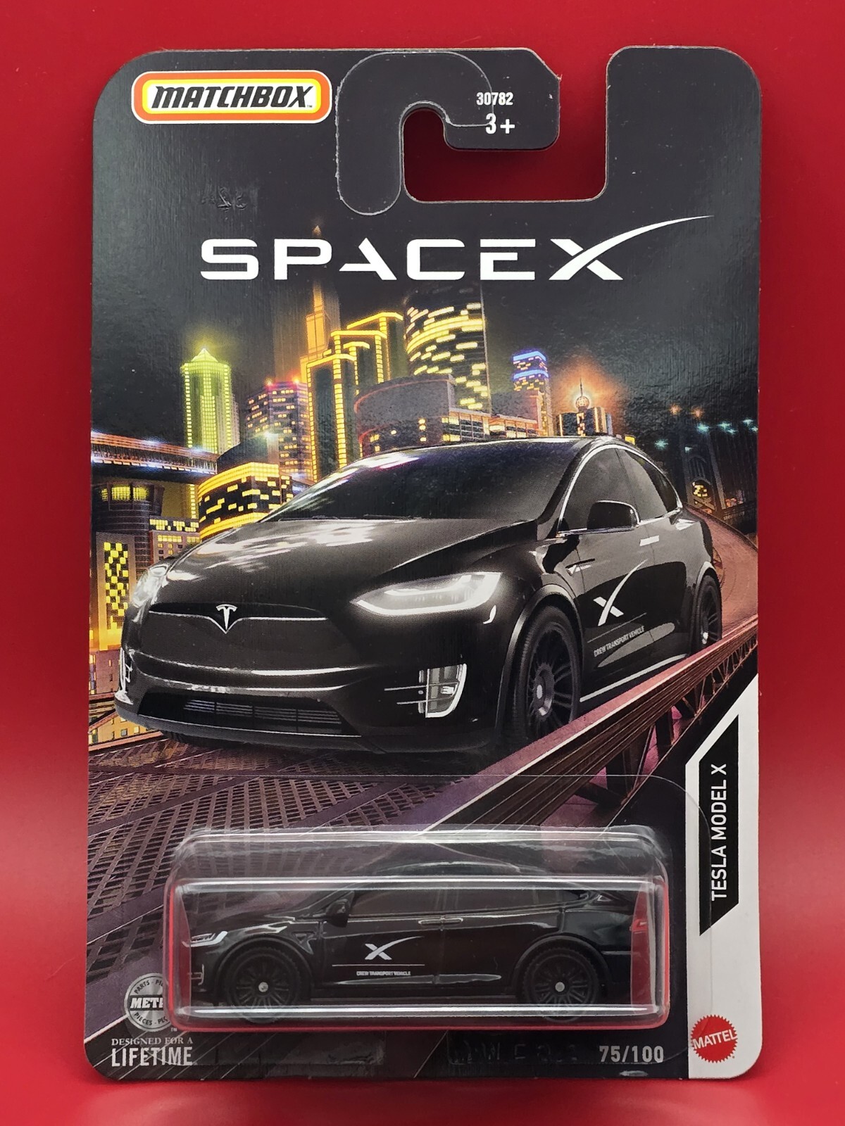 2024 MATCHBOX TESLA MODEL X 75/100 SPACE X BLACK