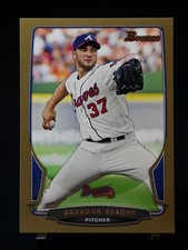 2013 Brandon Beachy Bowman Gold Border Base # 134 Parallel Atlanta Braves