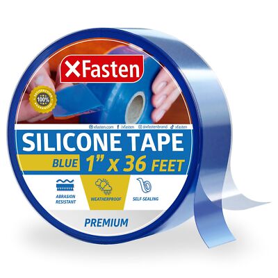 XFasten Self Fusing Silicone Tape Blue 1'' X 36-Foot, Silicone Tape for Plumbi...