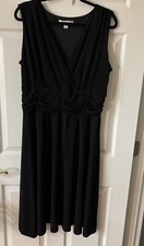 Woman’s AA STUDIO Knit Black Top Lined Side Zip Shirred Waist Sleeveless Sz 18W