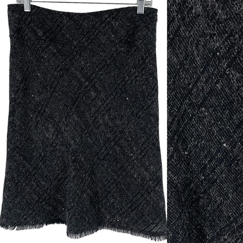 Burberry London Grey Diamond Tweed Sequined Wool/Mohair Blend Skirt UK10/US8