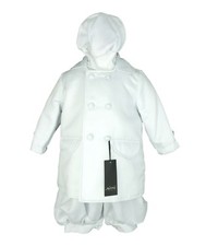 Baby Boys White Christening Jumpsuit, 3 Piece Baptism Outfit by Couche Tot
