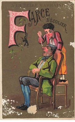CHROMO #CL30957 ALPHABET LA BELLE MARRAINE FARCE D ECOLIER LETTRE F