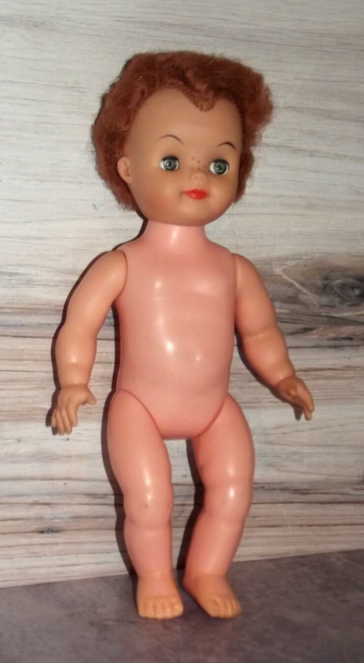 Vintage Doll Sleep Eyes Red Hair Freckles 11" B37
