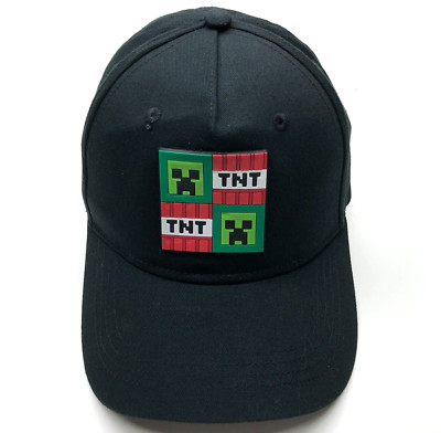 Minecraft TNT Creeper Baseball Cap Black Kids Boys OSFM Snapback Logo Embroider