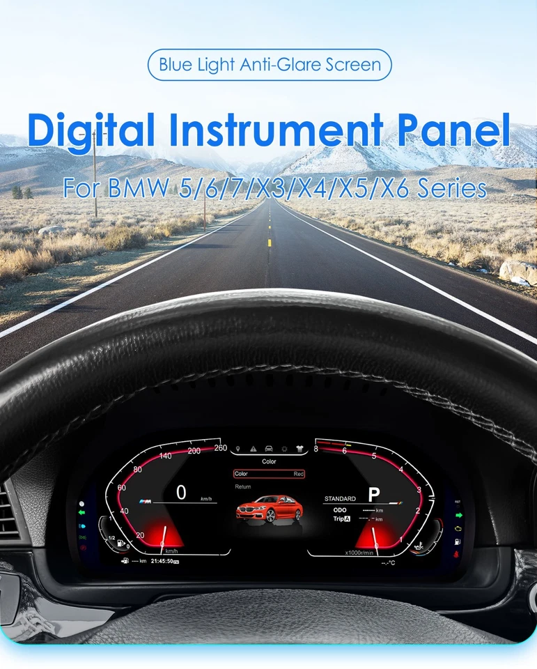 Velocímetro de instrumentos digital LCD de 12,3" para BMW X5 F15 X6 F16 2014-2017 Foto 4 de 4