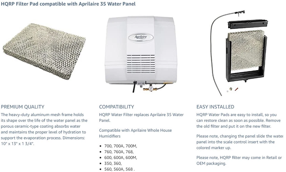 Pacote com 2 Filtros de Água para Painel Pad Aprilaire #35 45; 350-700 Modelos Umidificadores - Imagem 4 de 4
