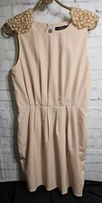 Ark & Co. Peach? Cocktail Dress With Pearl/Gold Shoulder Accent Pieces. Small