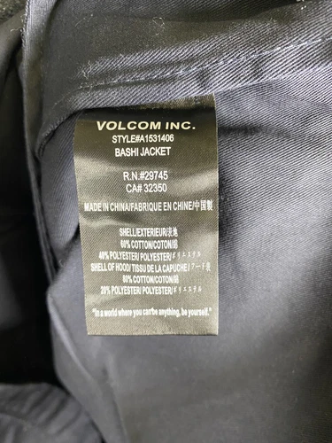 Volcom Bashi Hooded Jacket - Medium, Large, XL Available - Black - NEW WITH TAGS image 7